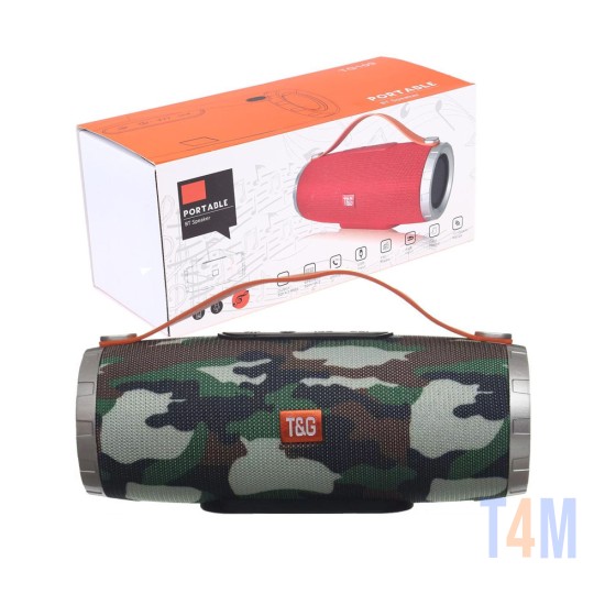 COLUNA BLUETOOTH PORTÁTIL T&G TG-109 CHAMADAS VIVA-VOZ/TF/AUX/FM 10W MILITARES